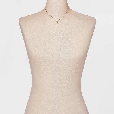 Gold Dipped Cubic Zirconia Initial Pendant Necklace - A New Day™ Gold