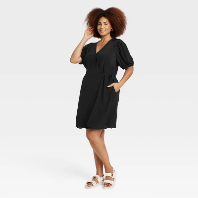 Women's Balloon Short Sleeve Mini Wrap Dress - A New Day™ - Image 3