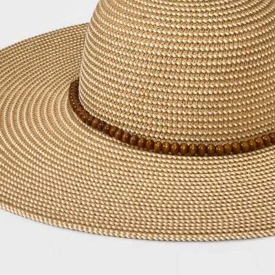 Wide Brim Straw With Beads Floppy Hat - A New Day™ - Image 2