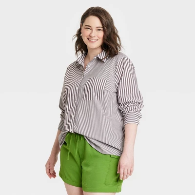 Women's Long Sleeve Relaxed Fit Button-Down Boyfriend Shirt - A New Day™ - Image 3