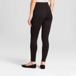 Women's High Waist Ponte Leggings - A New Day Black