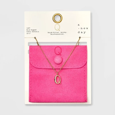 Gold Dipped Cubic Zirconia Initial Pendant Necklace - A New Day™ Gold - Image 20