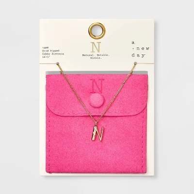 Gold Dipped Cubic Zirconia Initial Pendant Necklace - A New Day™ Gold - Image 17