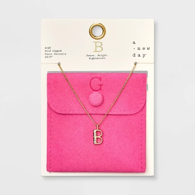 Gold Dipped Cubic Zirconia Initial Pendant Necklace - A New Day™ Gold - Image 5