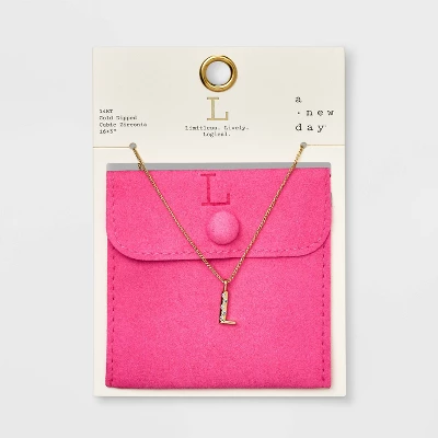 Gold Dipped Cubic Zirconia Initial Pendant Necklace - A New Day™ Gold - Image 15