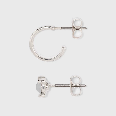 Zinc Stud Earring Set 8pc- A New Day™ Silver