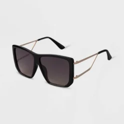 Women's Oversized Retro Aviator Sunglasses - A New Day™ Black
