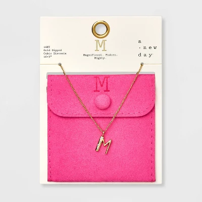 Gold Dipped Cubic Zirconia Initial Pendant Necklace - A New Day™ Gold - Image 16