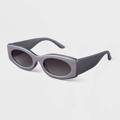 Women's Angular Oval Sunglasses - A New Day™ Silver