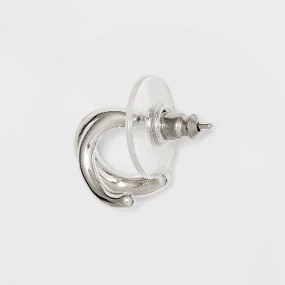 Sterling Silver Faux Duo Hoop Earrings - A New Day™ - Image 2