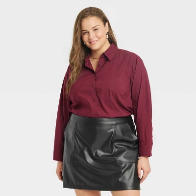 Women's Long Sleeve Relaxed Fit Button-Down Boyfriend Shirt - A New Day™ - Image 4