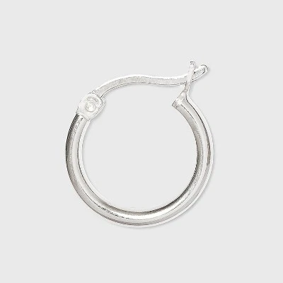 Women's Sterling Silver Tube And Square Cut Hoop Earring Set 2pc - A New Day™ Silver