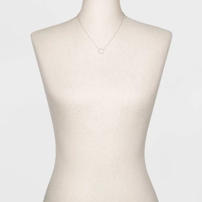 Sterling Silver Pave Cubic Zirconia Circle Chain Necklace - A New Day™ Silver/Clear