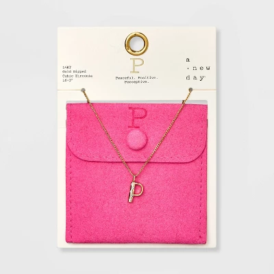 Gold Dipped Cubic Zirconia Initial Pendant Necklace - A New Day™ Gold - Image 19