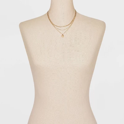 Smooth Drop Multi-Strand Pendant Necklace - A New Day™ Gold