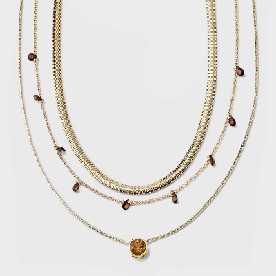 Stone Station And Pendant Multi-Strand Necklace Set 3pc - A New Day™ - Image 6