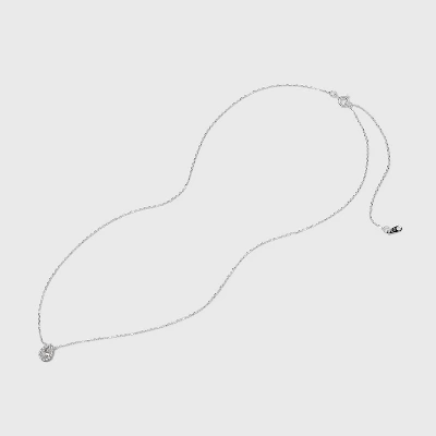 Sterling Silver Teardrop Cubic Zirconia Halo Station Necklace - A New Day™ Silver - Image 2