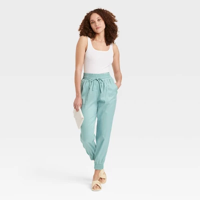Women's High-Rise Woven Ankle Jogger Pants - A New Day™ - Image 2