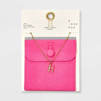 Gold Dipped Cubic Zirconia Initial Pendant Necklace - A New Day™ Gold - Image 11
