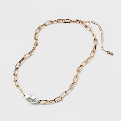 Baroque Pearl Pendant Necklace - A New Day™ Gold - Image 3