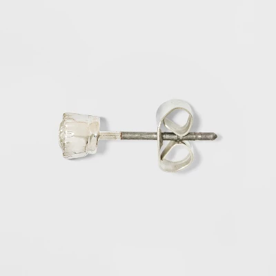 Cubic Zirconia Studs And Hoop Multi Earring Set 8pc - A New Day™ Silver