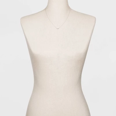 Sterling Silver With Cubic Zirconia Curved Bar Station Chain Necklace - A New Day™ Silver