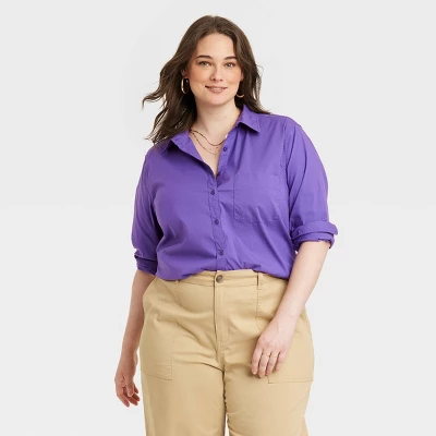 Women's Long Sleeve Relaxed Fit Button-Down Boyfriend Shirt - A New Day™ - Image 5