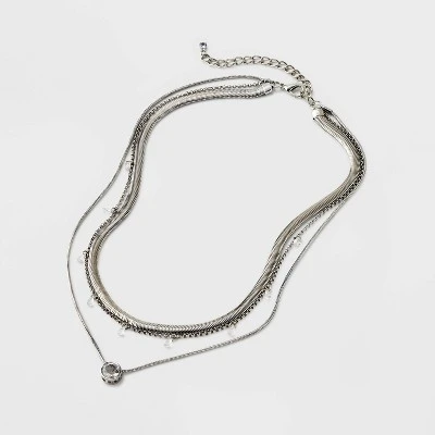 Stone Station And Pendant Multi-Strand Necklace Set 3pc - A New Day™ - Image 2