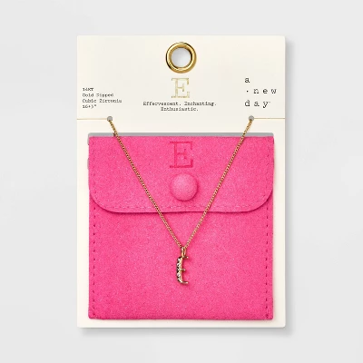 Gold Dipped Cubic Zirconia Initial Pendant Necklace - A New Day™ Gold - Image 8