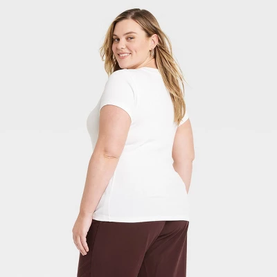 Women's Short Sleeve Ribbed 3pk Bundle T-Shirt - A New Day™ Black/White/Gray - Image 2