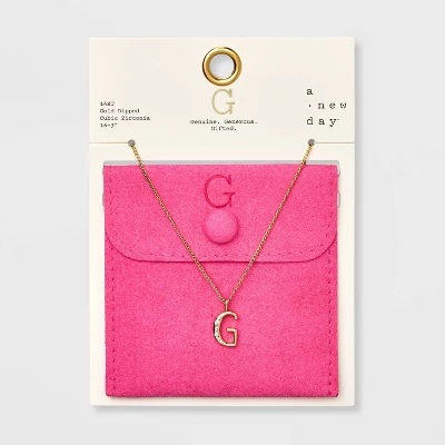 Gold Dipped Cubic Zirconia Initial Pendant Necklace - A New Day™ Gold - Image 10